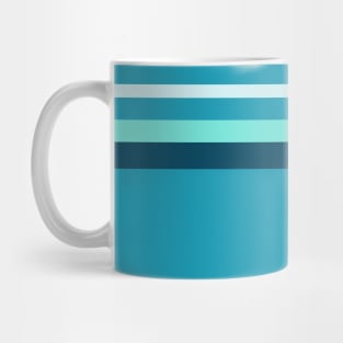 An extraordinary harmony of Water, Sky Blue (Crayola), Water Blue and Midnight Green (Eagle Green) stripes. Mug